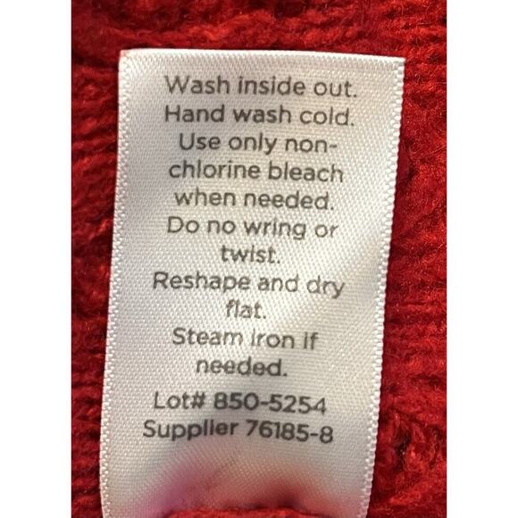 JC Penny Women’s Wool Blend Argyle Textured Sweater Long Sleeve Pullover XL Red - Picture 8 of 8